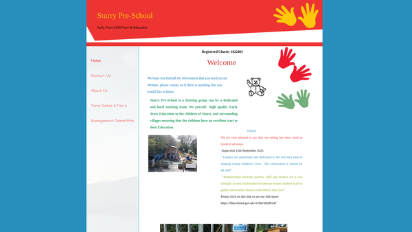 Screenshot of the Sturry Playgroup website