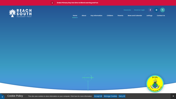 Screenshot of the Drake Primary Parents Teachers And Friends Association website