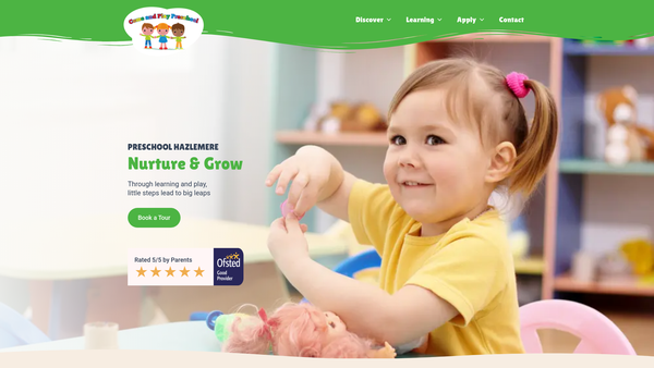 Screenshot of the Come And Play Pre-School website
