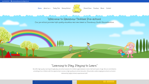 Screenshot of the Rainbow Teddies Pre-School website