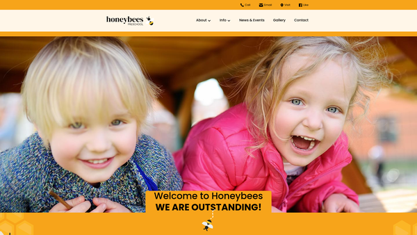 Screenshot of the Honeybees Preschool website