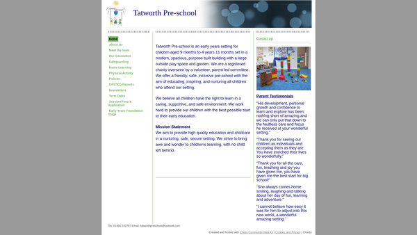 Screenshot of the Tatworth Pre-School website