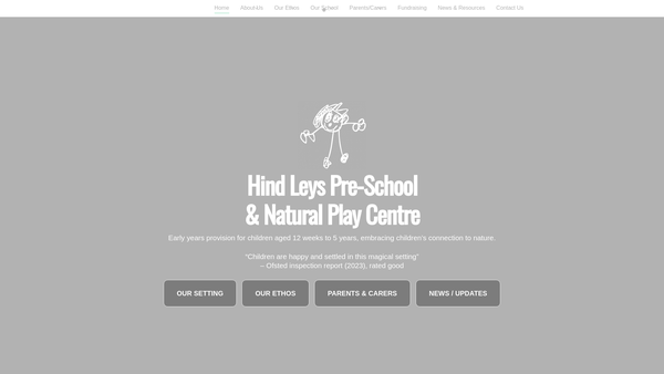 Screenshot of the Hind Leys Pre School website