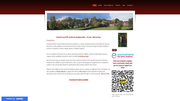 Screenshot of the George Fentham Endowed School Parent Teacher Association website