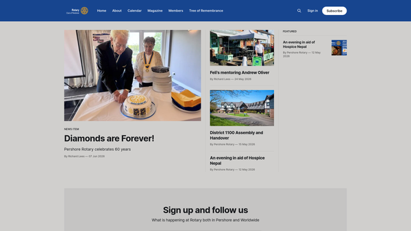 Screenshot of the Pershore Rotary Club Trust Fund website