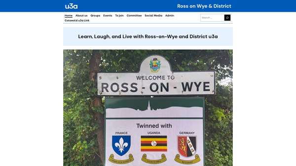 Screenshot of the Ross And District U3A website