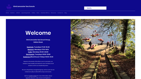 Screenshot of the 33rd Lancaster Scout Group website