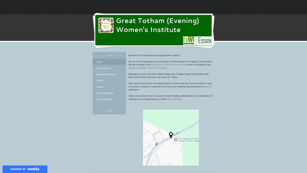 Screenshot of the Great Totham (Evening) Womens Institute website