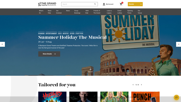 Screenshot of the Blackpool Grand Theatre (Arts And Entertainments) Limited website