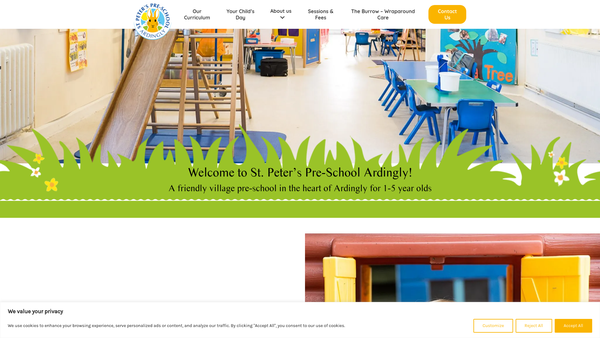 Screenshot of the St Peter's Pre-School And Toddler Group website