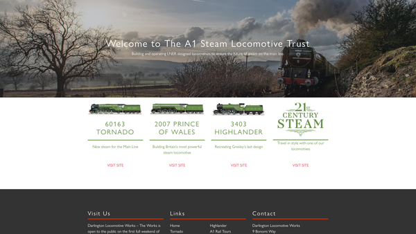 Screenshot of the The A1 Steam Locomotive Trust website