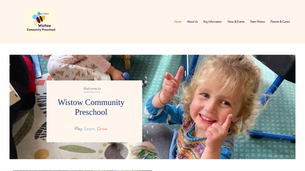 Screenshot of the Smart Start Wistow Community Pre-School website