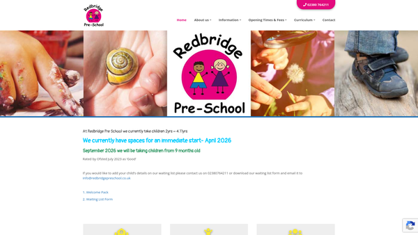 Screenshot of the Redbridge Community Playgroup website