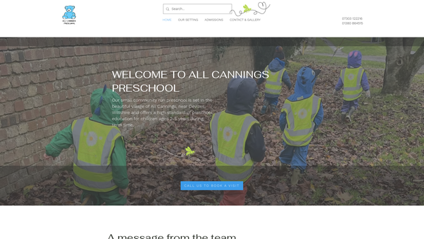 Screenshot of the All Cannings Preschool website