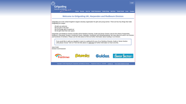 Screenshot of the Harpenden And Redbourn Division Girl Guides website