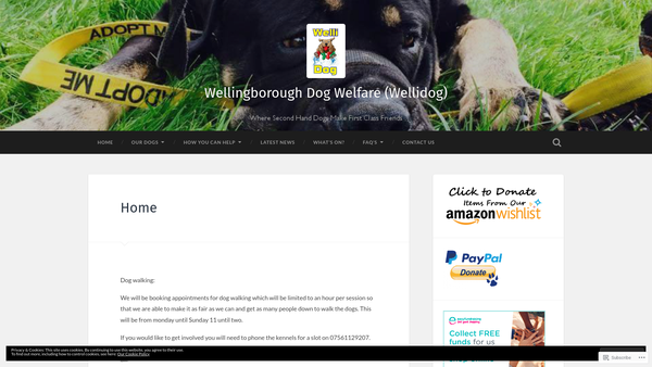 Screenshot of the Wellingborough Dog Welfare website