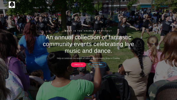 Screenshot of the The Crawley Festival website