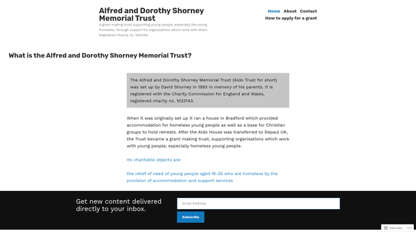 Screenshot of the Alfred And Dorothy Shorney Memorial Trust website