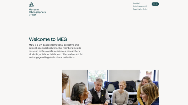 Screenshot of the Museum Ethnographers Group website