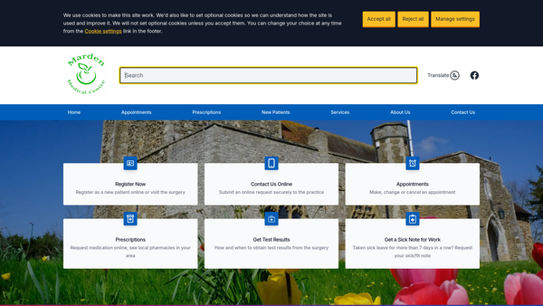 Screenshot of the Friends Of Marden Medical Centre website