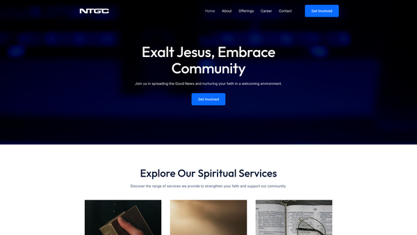 Screenshot of the The New Testament Gospel Church website