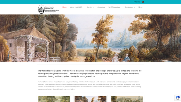 Screenshot of the Ymddiriedolaeth Gerddi Hanesyddol Cymru Welsh Historic Gardens Trust website