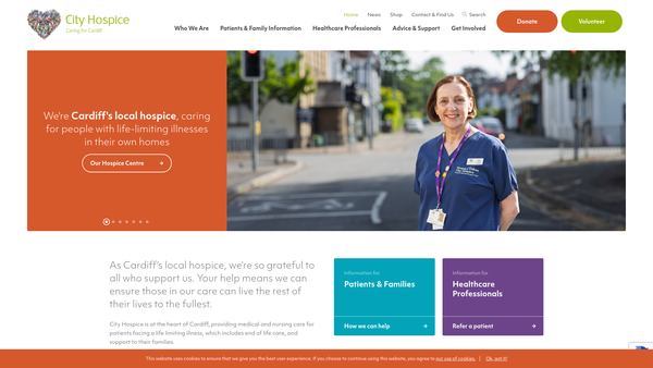 Screenshot of the The City Hospice Trust Limited website