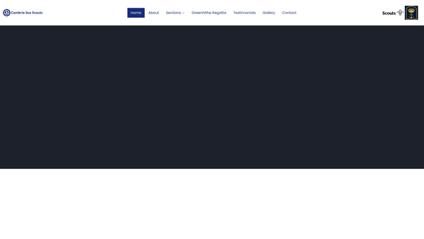 Screenshot of the Dartford Cambria Sea Scout Group website