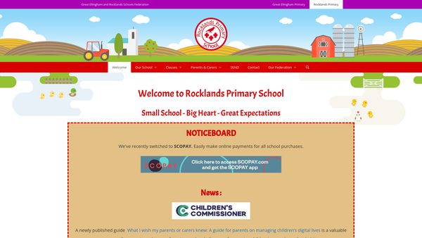 Screenshot of the Friends Of Rocklands School website