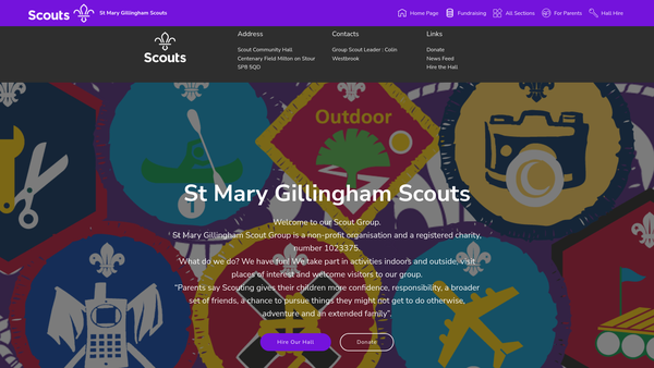 Screenshot of the St Mary Gillingham Scout Group website