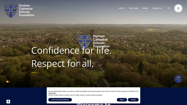 Screenshot of the Durham Cathedral Schools Foundation website