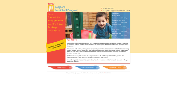 Screenshot of the Longford Pre-School Playgroup website