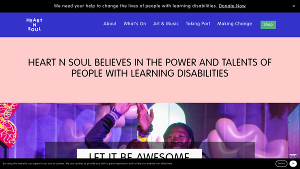 Screenshot of the Heart N Soul website