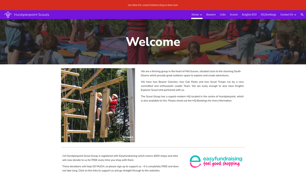Screenshot of the Ist Hurstpierpoint Scout Group website