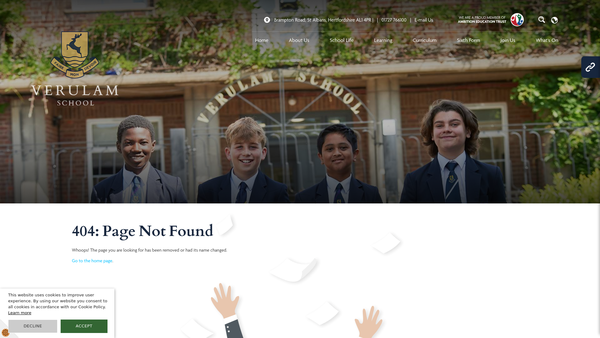 Screenshot of the Verulam School Parent-Teacher Association website
