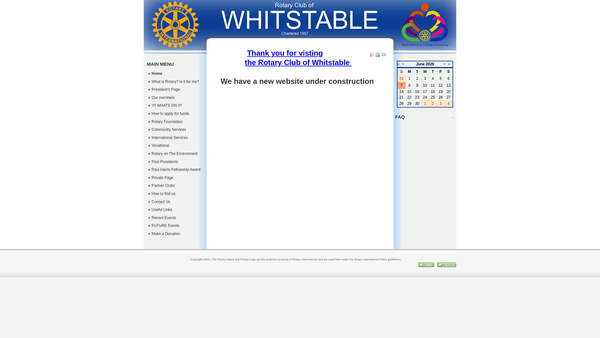 Screenshot of the The Rotary Club of Whitstable website
