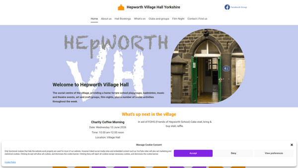 Screenshot of the Hepworth Community Association website