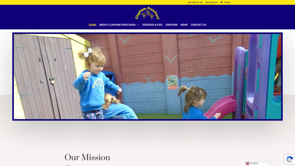 Screenshot of the Clapham Pre-School (Bedford) website