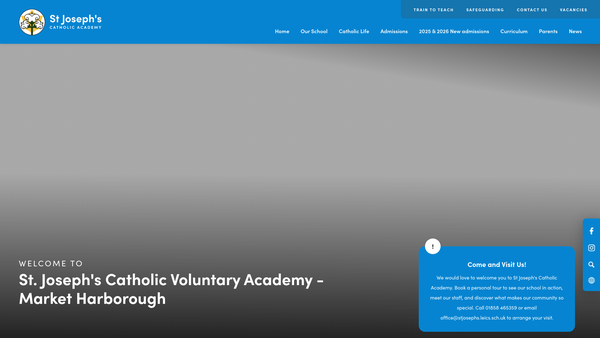 Screenshot of the St Josephs Parent Teacher Association Market Harborough website