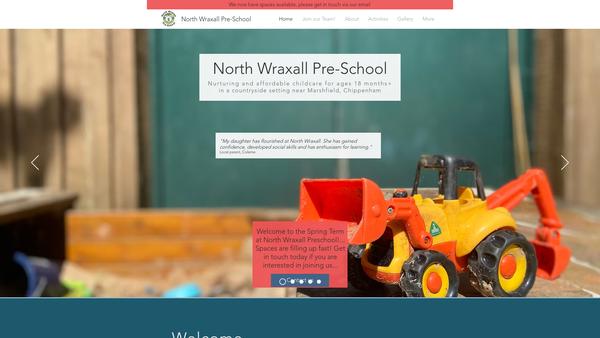Screenshot of the North Wraxall Pre-School Playgroup website
