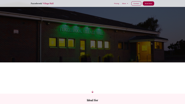 Screenshot of the Furzebrook Village Hall website