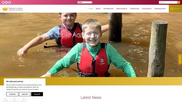 Screenshot of the Kings Caple County Primary School Parents Teachers And Friends Association website