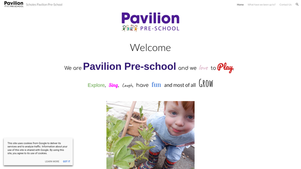 Screenshot of the Pavilion Playgroup (Scholes) website