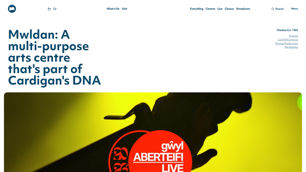 Screenshot of the Theatr Mwldan website