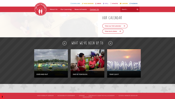 Screenshot of the The Hills Academy PTFA website