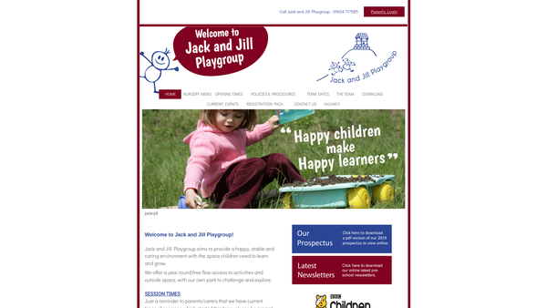 Screenshot of the Jack And Jill Playgroup (Strood) website