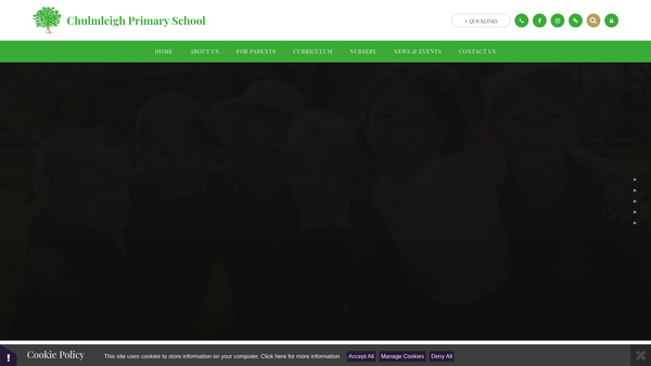 Screenshot of the Chulmleigh County Primary School Parent Teacher Association website