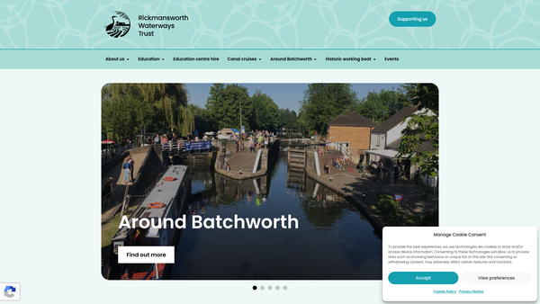 Screenshot of the Rickmansworth Waterways Trust Limited website