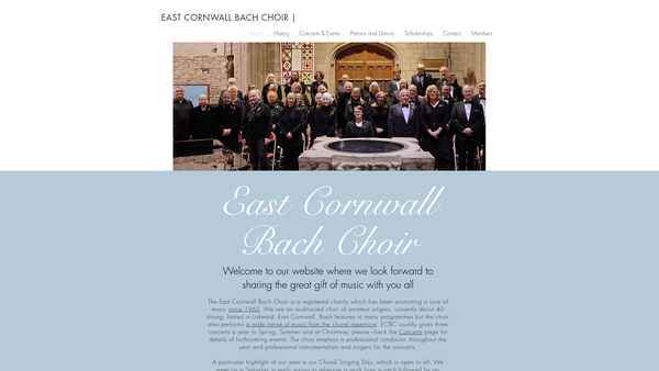 Screenshot of the East Cornwall Bach Choir website