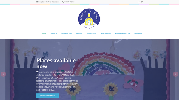 Screenshot of the Beauchief Pre-School website